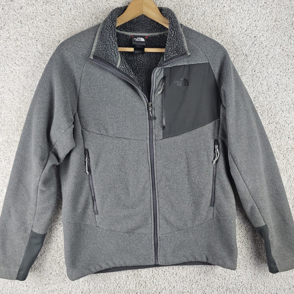 The North Face Chimborazo Full Zip Fleece Jacket Sherpa Lined Gray Men's Medium